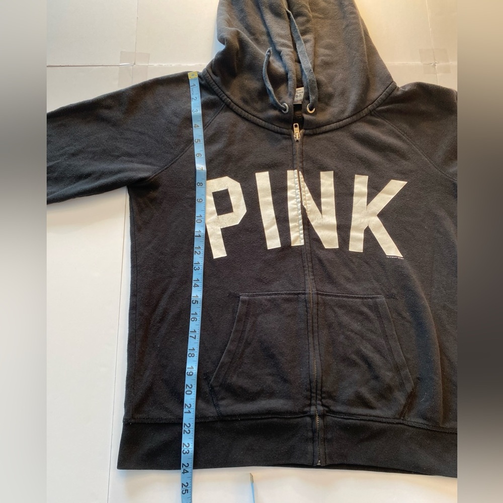 PINK Victorias Secret Black zip hoodie Large - Picture 2 of 6